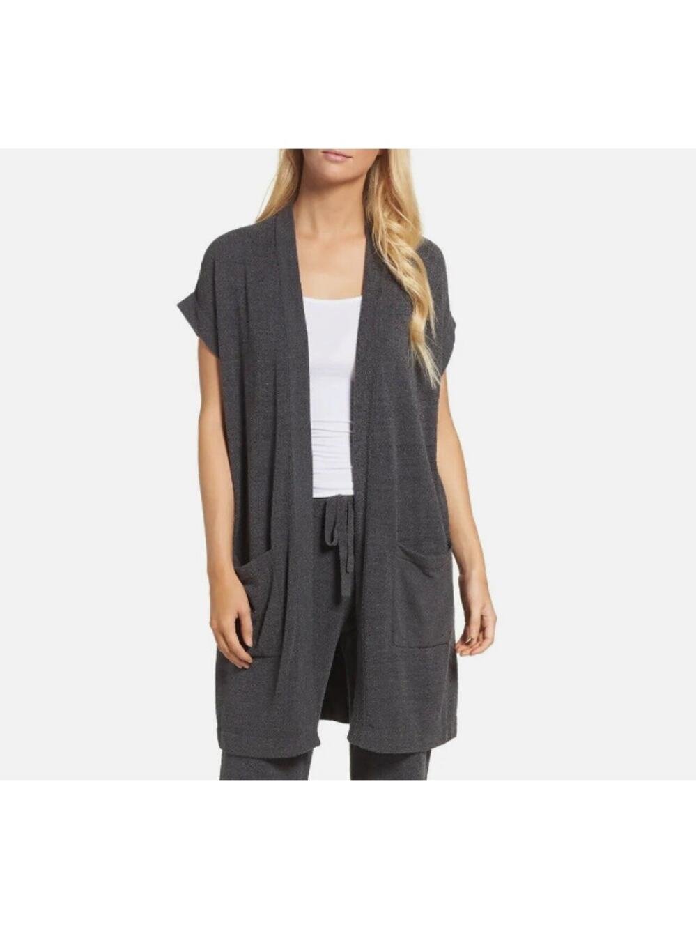 BAREFOOT DREAMS NWT Cozy Chic Ultra Lite Long Cardigan in Carbon // M